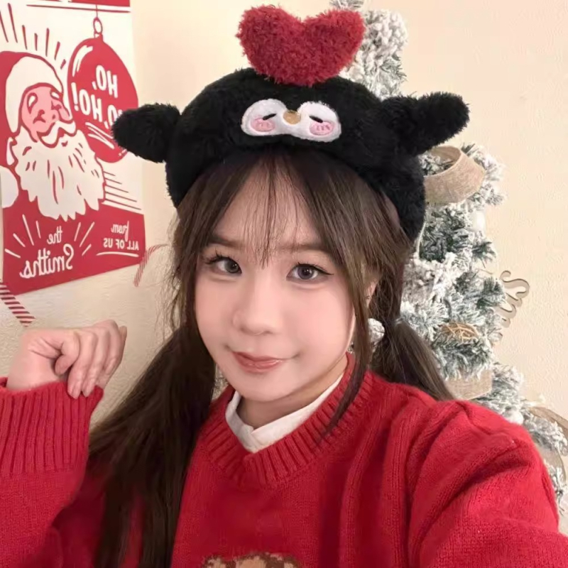 Χνουδωτό κορδελάκι μαλλιών με χαριτωμένο πιγκουϊνό, αφράτο αξεσουάρ για περιποίηση προσώπου και φωτογραφίες