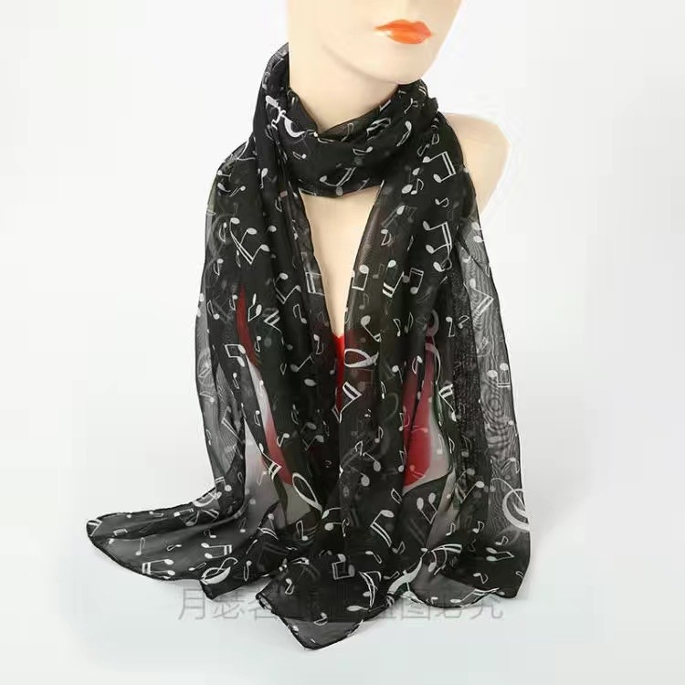 Γυναικείος φουλάρι chiffon μακρύς, με μοτίβο ευτυχισμένου πουλιού, 50×155 εκ., πολυεστέρας