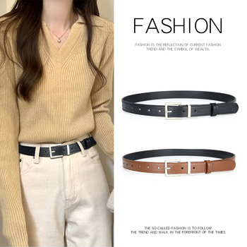 Γυναικεία ζώνη PU για τζιν με αγκράφα τύπου pin — casual, πολυχρηστική, κορεατικό στυλ