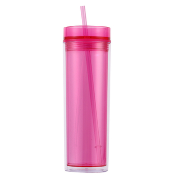 16 oz διπλού στρώματος διαφανές κύπελλο με καλαμάκι, πλαστικό ποτήρι μεγάλης χωρητικότητας για αυτοκίνητο и εξωτερικές δραστηριότητες