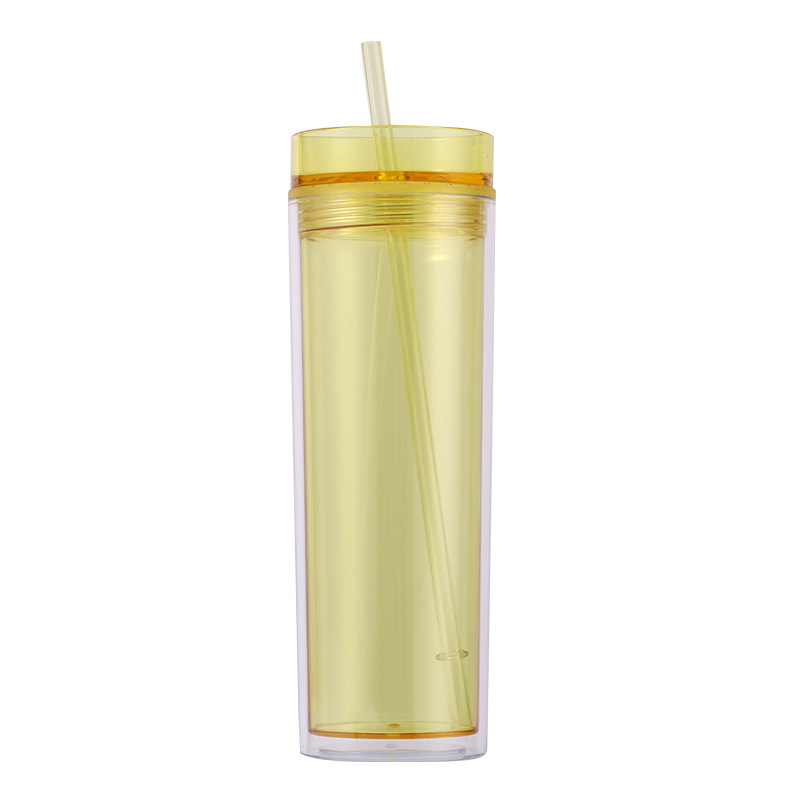 16 oz διπλού στρώματος διαφανές κύπελλο με καλαμάκι, πλαστικό ποτήρι μεγάλης χωρητικότητας για αυτοκίνητο и εξωτερικές δραστηριότητες