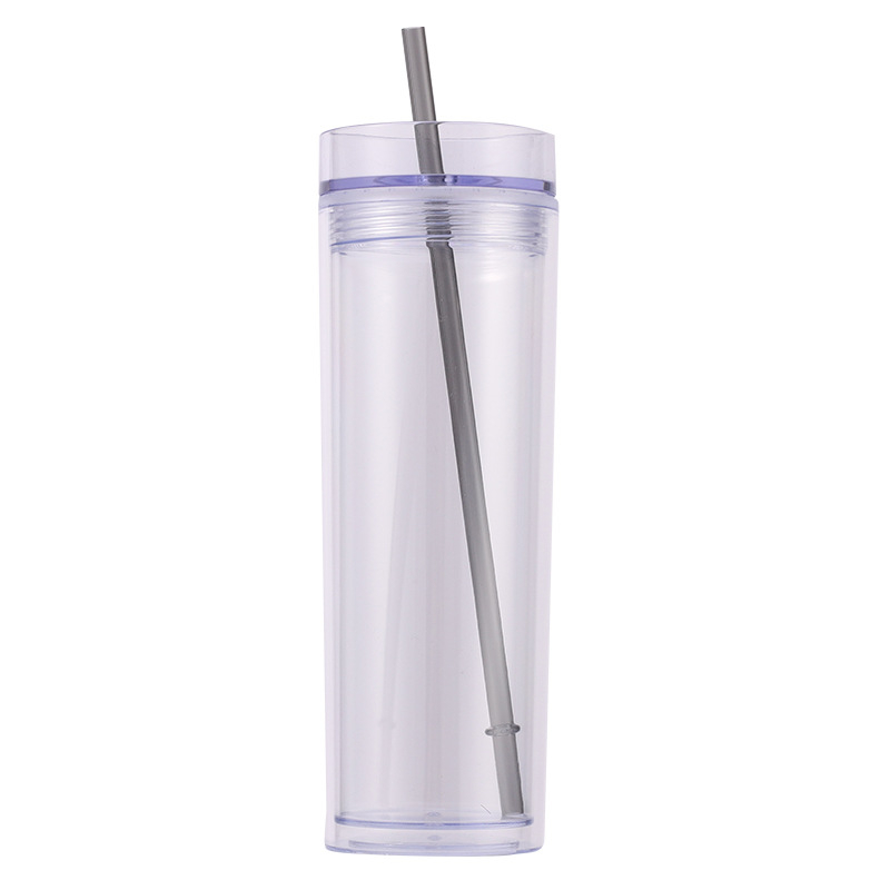 16 oz διπλού στρώματος διαφανές κύπελλο με καλαμάκι, πλαστικό ποτήρι μεγάλης χωρητικότητας για αυτοκίνητο и εξωτερικές δραστηριότητες