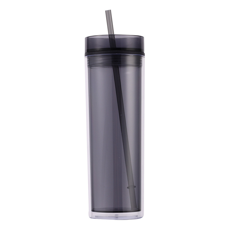 16 oz διπλού στρώματος διαφανές κύπελλο με καλαμάκι, πλαστικό ποτήρι μεγάλης χωρητικότητας για αυτοκίνητο и εξωτερικές δραστηριότητες