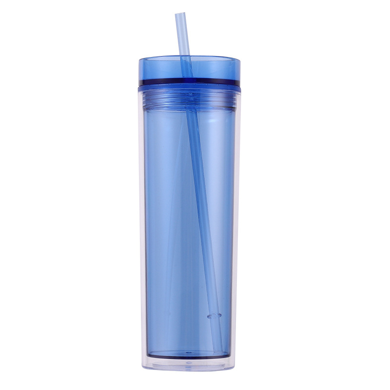 16 oz διπλού στρώματος διαφανές κύπελλο με καλαμάκι, πλαστικό ποτήρι μεγάλης χωρητικότητας για αυτοκίνητο и εξωτερικές δραστηριότητες