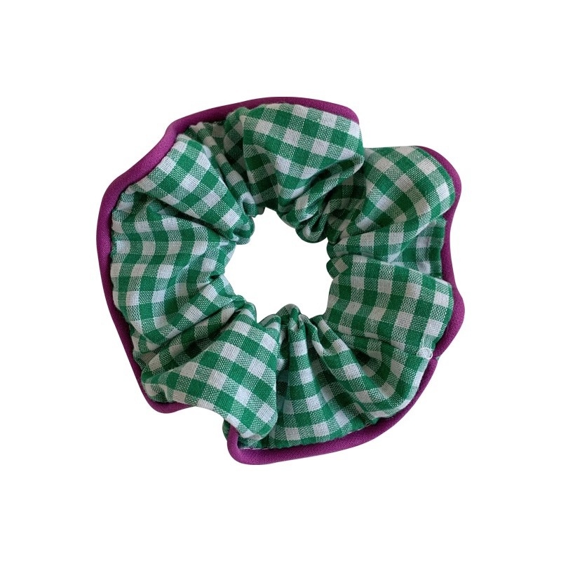 Λαστιχάκι μαλλιών σε Mori στυλ, πράσινο με μικρό floral μοτίβο, υψηλής ελαστικότητας, για γυναίκες