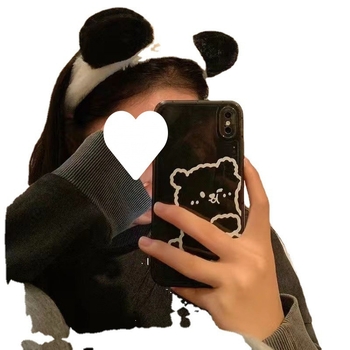 Λούτρινο Panda λαστιχάκι μαλλιών για γυναίκες – γλυκό αξεσουάρ προσώπου, φθινόπωρο/χειμώνα 2023