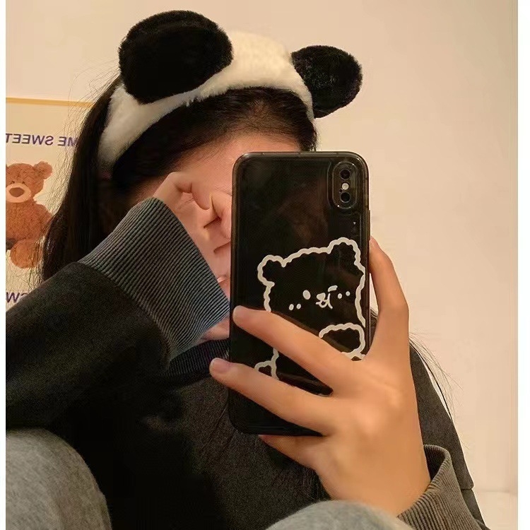 Λούτρινο Panda λαστιχάκι μαλλιών για γυναίκες – γλυκό αξεσουάρ προσώπου, φθινόπωρο/χειμώνα 2023