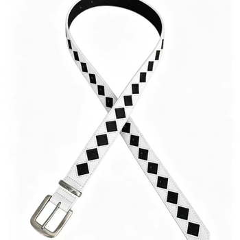 Stuy PU ζώνη με καρό μοτίβο, unisex, casual στυλ, αγκράφα με ακίδα, πλάτος 2–4 εκ.