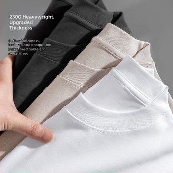 Ανδρικό T‑shirt κοντομάνικο, 100% βαμβάκι, χαλαρή γραμμή, καλοκαίρινό, στρογγυλή λαιμόκοψη, μονόχρωμο, καθημερινή χρήση
