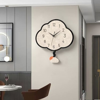 Ceas de perete cu design inspirat de nori, cuarț, funcționare silențioasă, stil modern minimalist, artă de perete pentru sufragerie