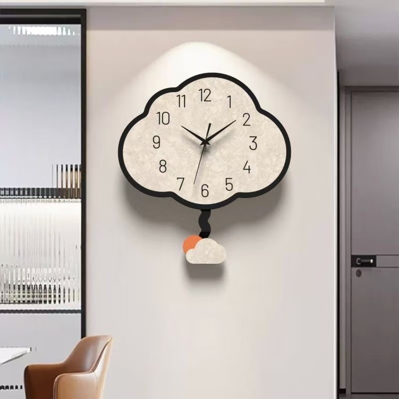 Ceas de perete cu design inspirat de nori, cuarț, funcționare silențioasă, stil modern minimalist, artă de perete pentru sufragerie