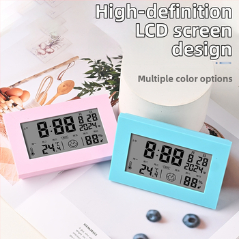 Ceas de birou LCD multifuncțional cu termometru și higrometru, calendar, alarmă, afișaj 24 de ore