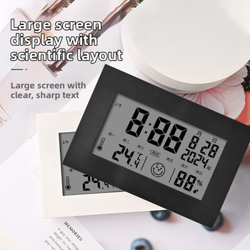 Ceas de birou LCD multifuncțional cu termometru și higrometru, calendar, alarmă, afișaj 24 de ore