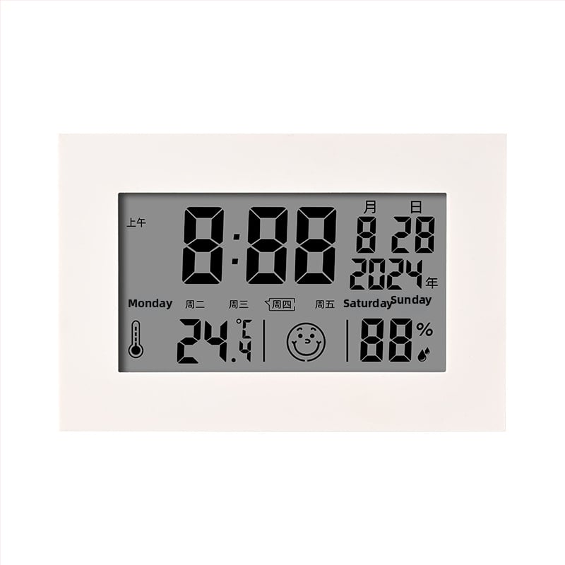 Ceas de birou LCD multifuncțional cu termometru și higrometru, calendar, alarmă, afișaj 24 de ore