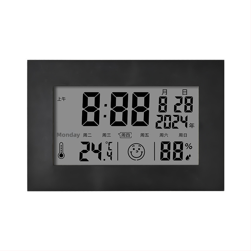 Ceas de birou LCD multifuncțional cu termometru și higrometru, calendar, alarmă, afișaj 24 de ore