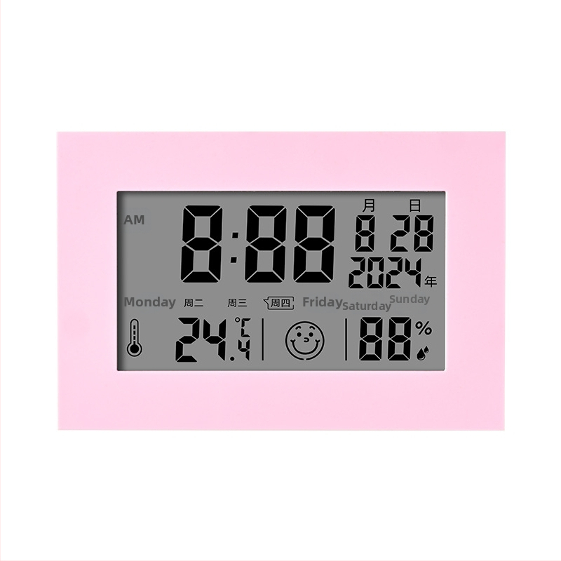 Ceas de birou LCD multifuncțional cu termometru și higrometru, calendar, alarmă, afișaj 24 de ore