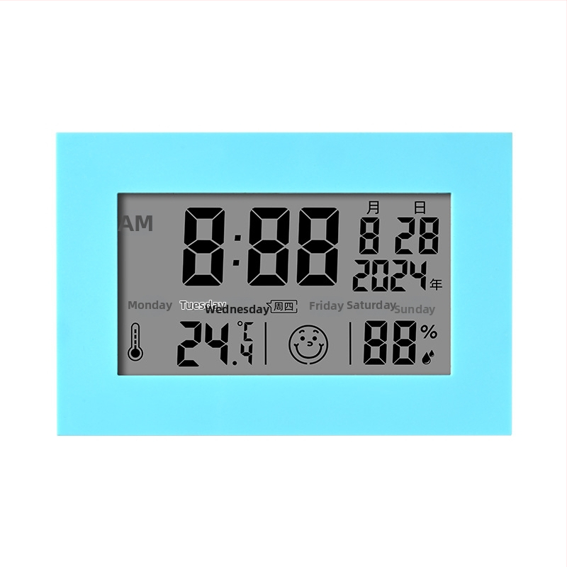 Ceas de birou LCD multifuncțional cu termometru și higrometru, calendar, alarmă, afișaj 24 de ore