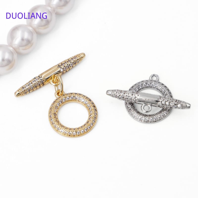 Închizătoare circulară din cupru placată cu aur 18K, ton auriu, pentru brățări cu perle și lanț – piese DIY bijuterii