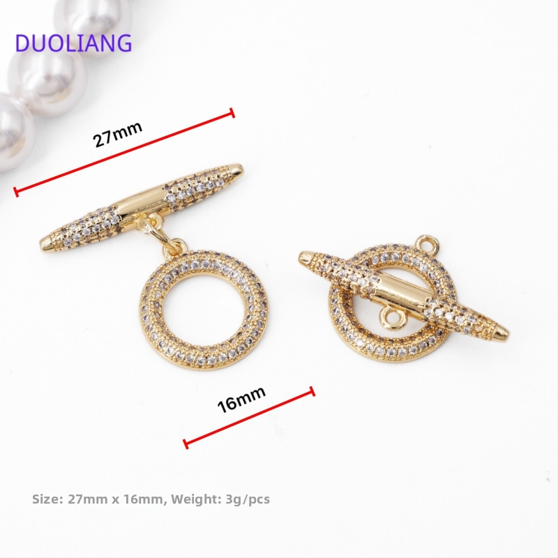 Închizătoare circulară din cupru placată cu aur 18K, ton auriu, pentru brățări cu perle și lanț – piese DIY bijuterii