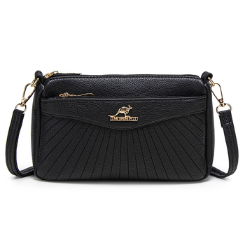 Γυναικεία crossbody τσάντα από μαλακό δέρμα, μικρός τετράγωνος σχεδιασμός, με πολλές θήκες