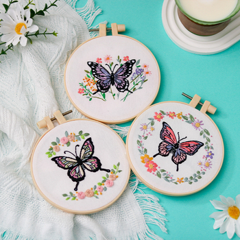 Pillangó hímzés DIY készlet – anyagcsomag és vászon