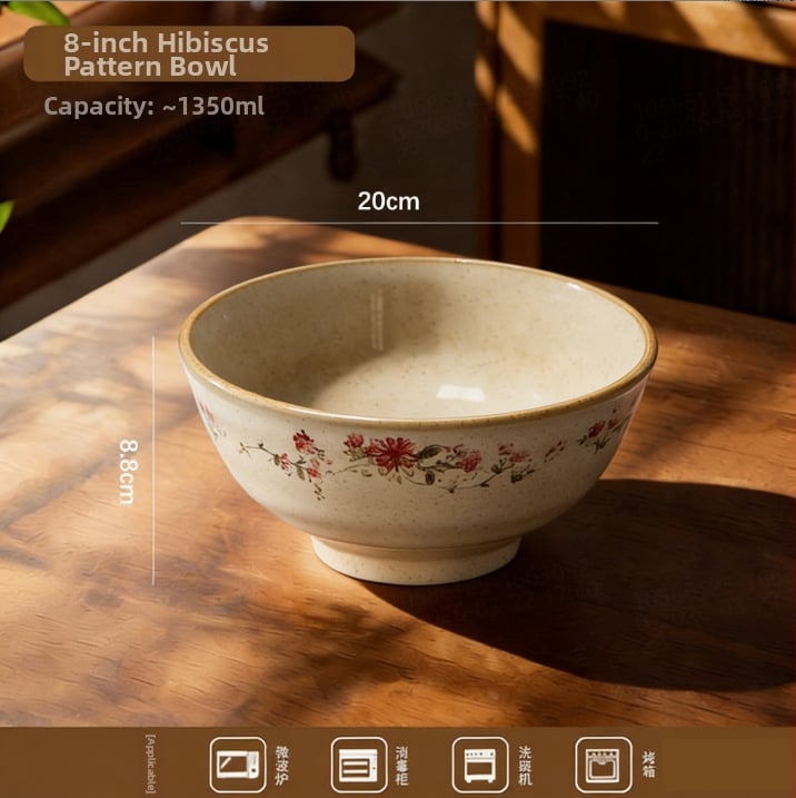 Keramický riad pod glazúrou – misky a taniere vo vintage štýle s kvetinovým vzorom, misky na ryžu, polievku a rezance s priemerom 10–10,9 cm na domáce použitie