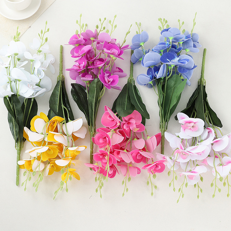 Τεχνητή ορχιδέα Phalaenopsis, πεντακλαδική διακόσμηση, διακόσμηση σπιτιού, διακόσμητικό για σαλόνι και γαμήλια διακόσμηση δαπέδου.