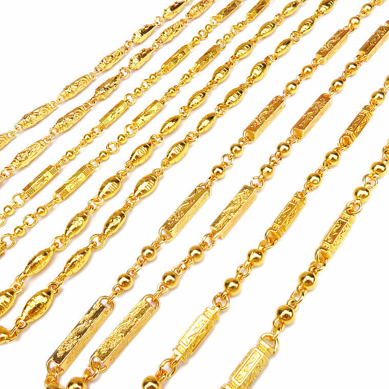 Κολιέ unisex με επίχρυση επίστρωση 18K, στριφτή αλυσίδα, κράμα, μήκος 21–50 cm, βάρος περίπου 40 g, γεωμετρικό ρετρό στυλ.