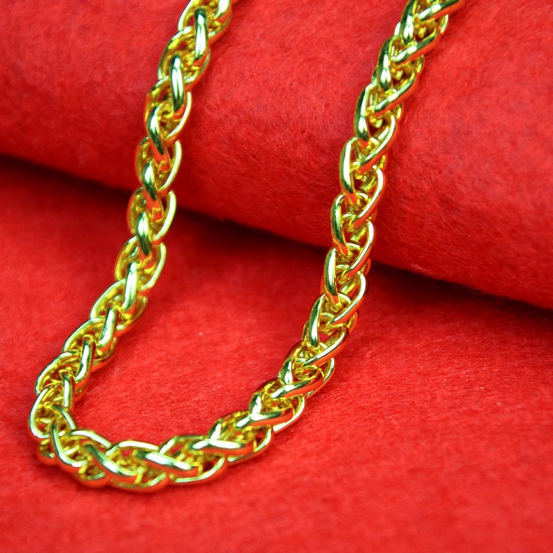 Κολιέ unisex με επίχρυση επίστρωση 18K, στριφτή αλυσίδα, κράμα, μήκος 21–50 cm, βάρος περίπου 40 g, γεωμετρικό ρετρό στυλ.