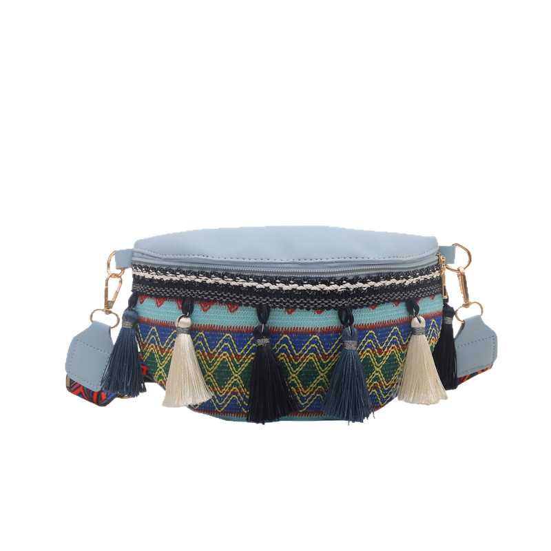 Γυναικεία τσάντα σε εθνο-στυλ, ώμου/ crossbody με φούντες, μικρή τσάντα, 2026 άνοιξη-καλοκαίρι