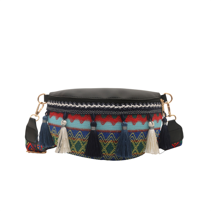 Γυναικεία τσάντα σε εθνο-στυλ, ώμου/ crossbody με φούντες, μικρή τσάντα, 2026 άνοιξη-καλοκαίρι