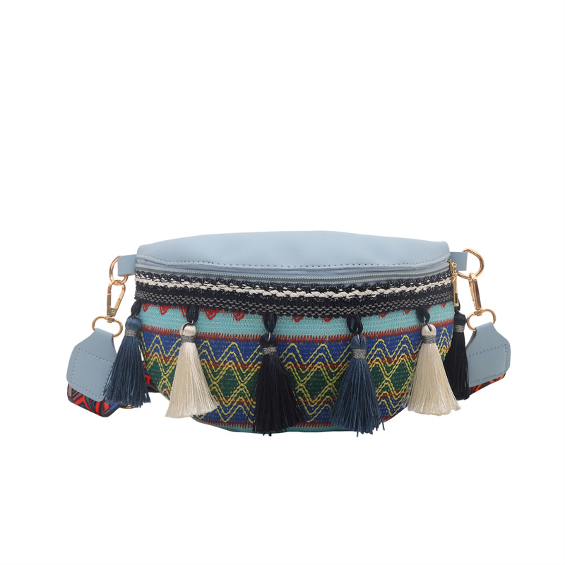 Γυναικεία τσάντα σε εθνο-στυλ, ώμου/ crossbody με φούντες, μικρή τσάντα, 2026 άνοιξη-καλοκαίρι