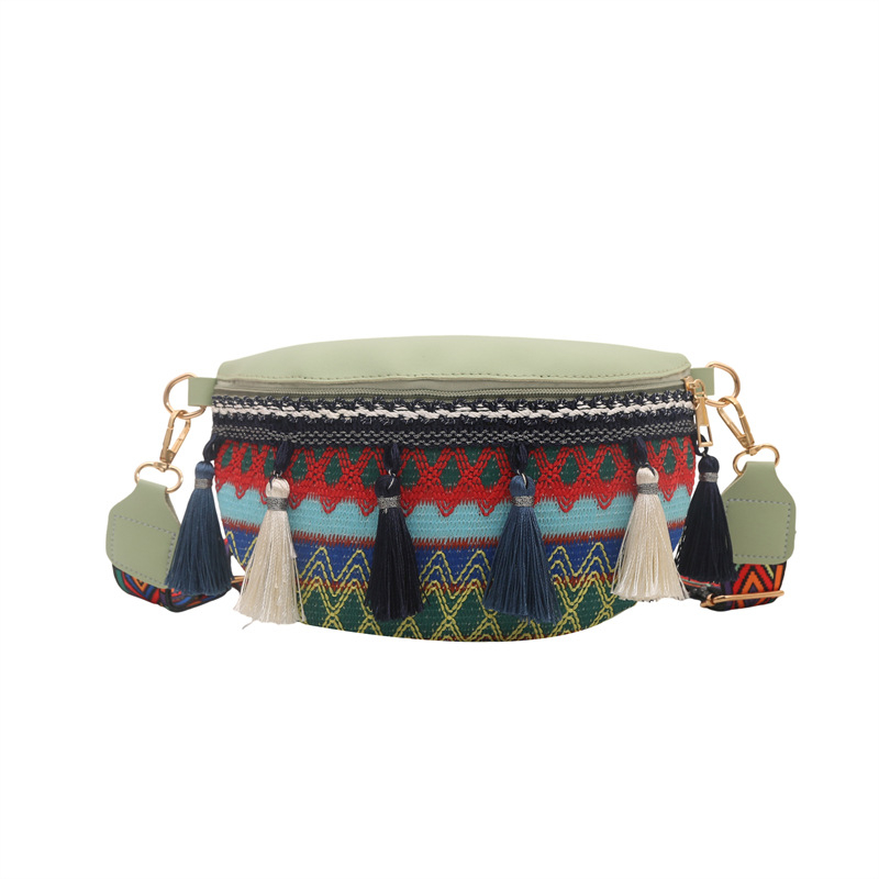 Γυναικεία τσάντα σε εθνο-στυλ, ώμου/ crossbody με φούντες, μικρή τσάντα, 2026 άνοιξη-καλοκαίρι