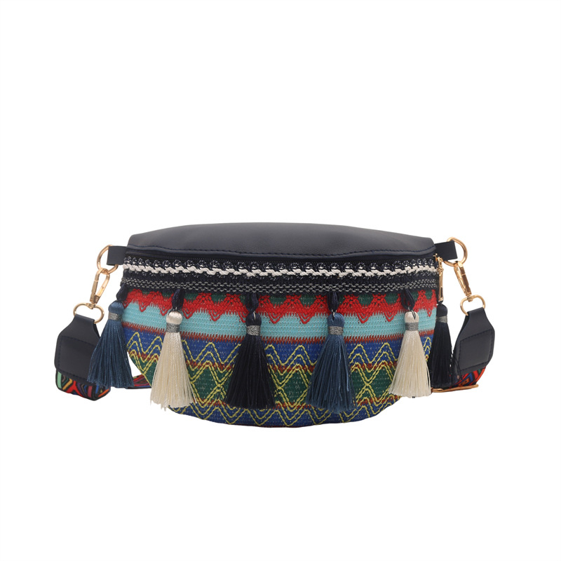 Γυναικεία τσάντα σε εθνο-στυλ, ώμου/ crossbody με φούντες, μικρή τσάντα, 2026 άνοιξη-καλοκαίρι