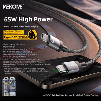 Wekome 65W brzo punjenje, pleteni USB-C kabel s zaštitom pametnog čipa za Apple i Huawei uređaje