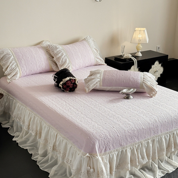 Γαλλικού στυλ ρετρό Ice Silk Jacquard μάτ με 3D υφή και δαντελωτή φούστα κρεβατιού σε στυλ πριγκίπισσας, για κρεβάτι 1,8 m