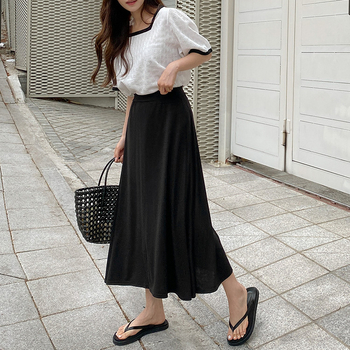 Φούστα μίντι σε γραμμή Α, ελαστική, Plus-size, modal βισκόζη για γυναίκες