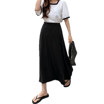 Φούστα μίντι σε γραμμή Α, ελαστική, Plus-size, modal βισκόζη για γυναίκες