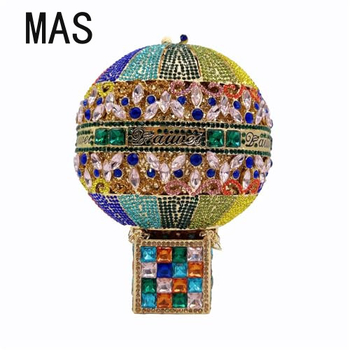 Γυναικεία βραδινή τσάντα clutch σε σχήμα μπαλονιού με διαμάντια