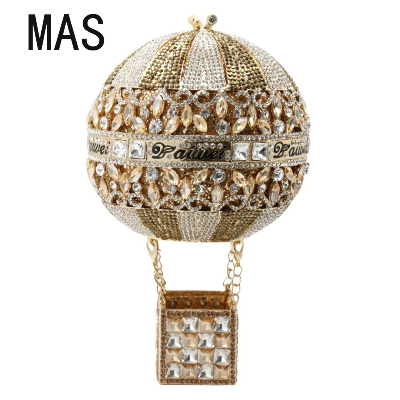 Γυναικεία βραδινή τσάντα clutch σε σχήμα μπαλονιού με διαμάντια