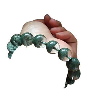 Brățară din cuarț verde fantom natural din Brazilia, pentru bărbați și femei, unisex, mărgele de 20 mm