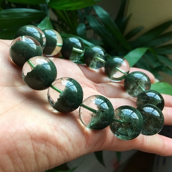 Brățară din cuarț verde fantom natural din Brazilia, pentru bărbați și femei, unisex, mărgele de 20 mm