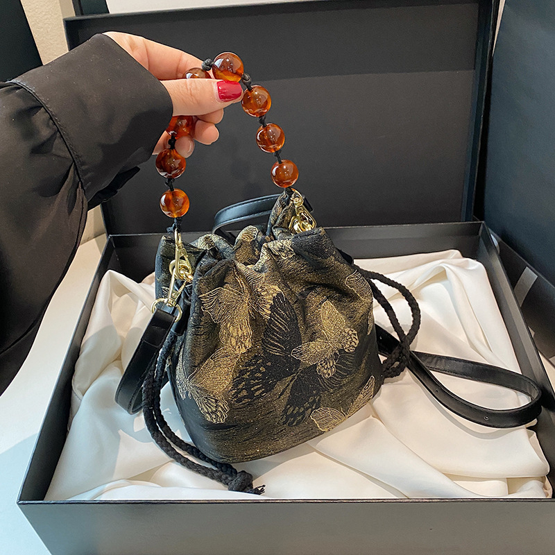 Γυναικεία τσάντα bucket σε vintage κινεζικό στυλ, μικρή crossbody τσάντα με θήκη τηλεφώνου