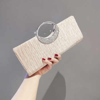 Νέο βραδινό clutch με διαμάντια, πλισέ μικρή γυναικεία τσάντα