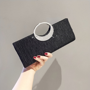 Νέο βραδινό clutch με διαμάντια, πλισέ μικρή γυναικεία τσάντα