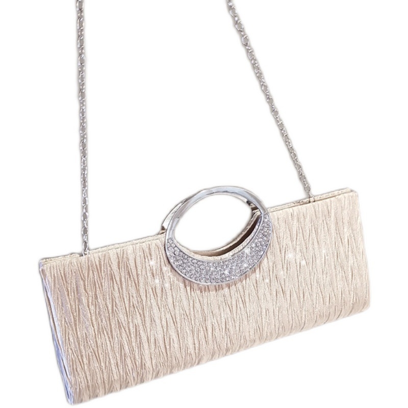Νέο βραδινό clutch με διαμάντια, πλισέ μικρή γυναικεία τσάντα