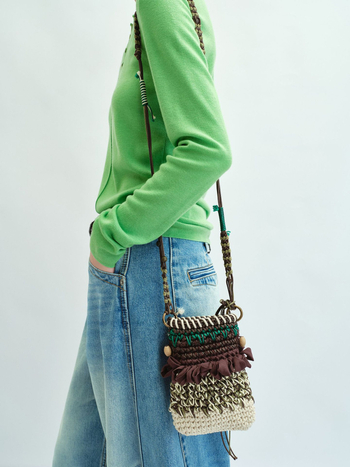 Νέα χειροποίητη υφαντή τσάντα crossbody για κινητό, με αντίθεση χρωμάτων, V60280