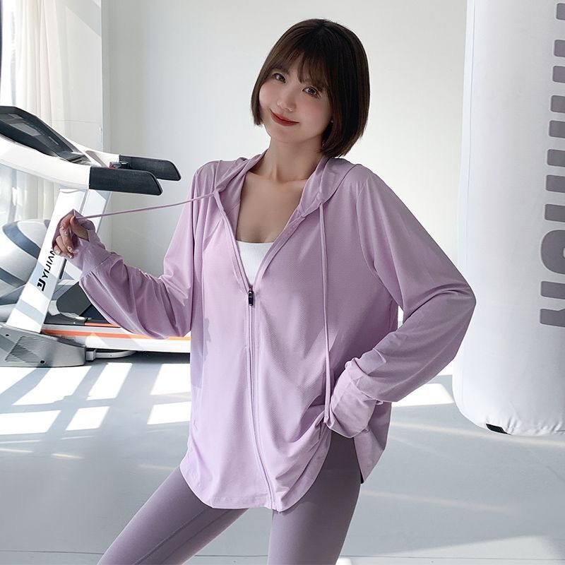 Γυναικεία ζακέτα Ice Silk με UV προστασία — Plus Size, χαλαρή γραμμή, κουκούλα, μακριά μανίκια, καλοκαίρι