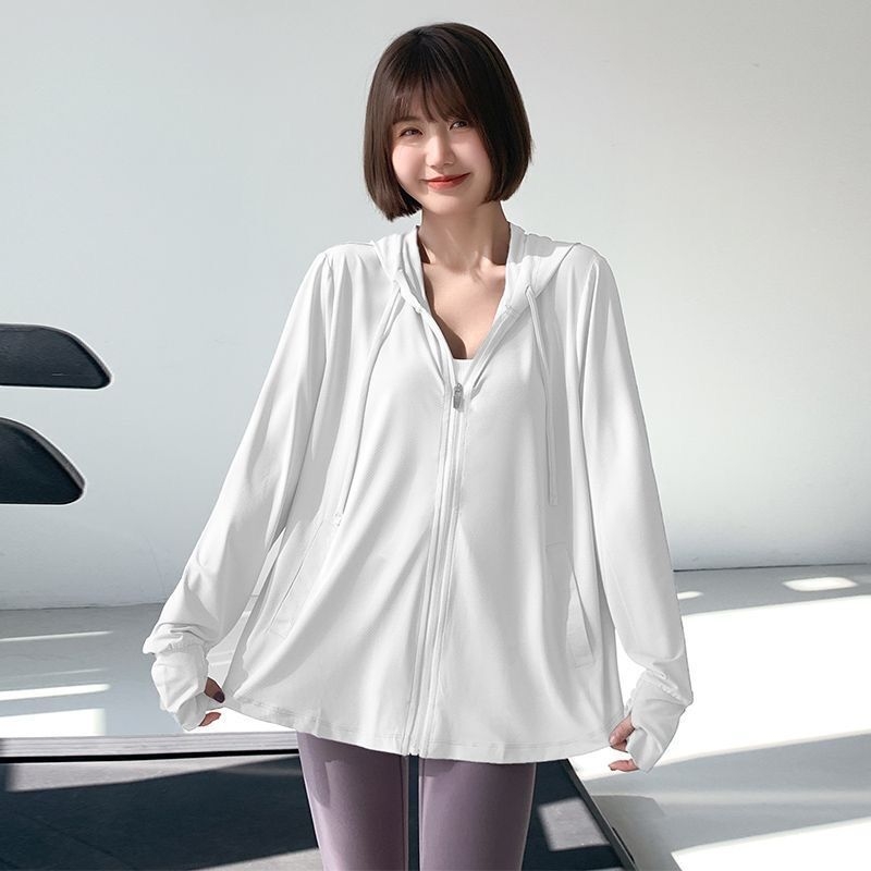 Γυναικεία ζακέτα Ice Silk με UV προστασία — Plus Size, χαλαρή γραμμή, κουκούλα, μακριά μανίκια, καλοκαίρι
