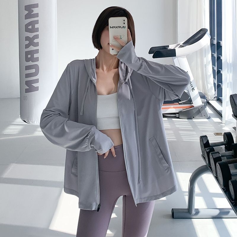 Γυναικεία ζακέτα Ice Silk με UV προστασία — Plus Size, χαλαρή γραμμή, κουκούλα, μακριά μανίκια, καλοκαίρι